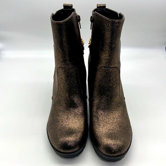 G By Guess - Greedy Gold Glitter Moto Boot With Gold Chain Size 10 - Picture 3 of 15